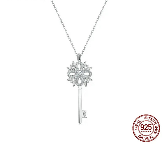 Delicate Snowflake Key Necklace