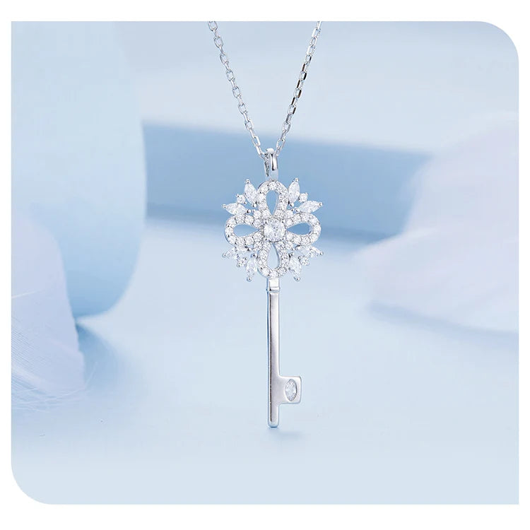 Delicate Snowflake Key Necklace