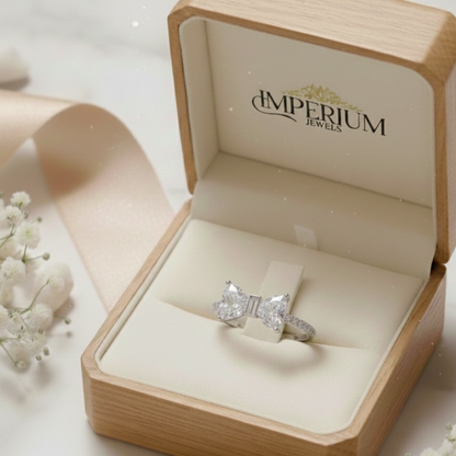 Diamond ring in a wooden box with 'd'IMPERIUM JEWELS' branding